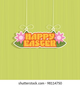 happy easter hanging decoration on green background, no transparencies