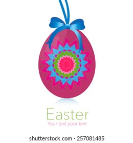 Happy easter hanging egg greeting card 