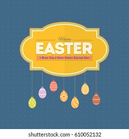 Happy Easter, Hanging Eggs Vector Illustration
