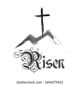 Happy Easter, He is Risen, Typography for print or use as poster, card, flyer or T Shirt