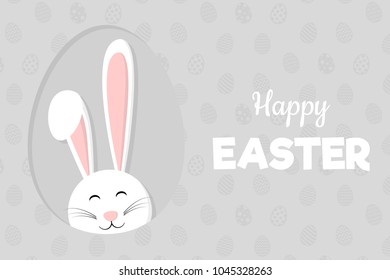 Happy Easter - header with bunny ears and wishes. Vector.