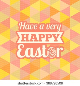 Happy Easter headline with geometric background, flat design