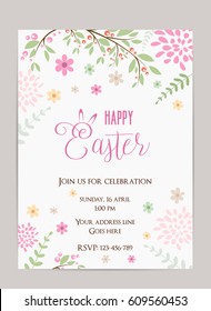 Happy Easter holiday background. Party invitation template.