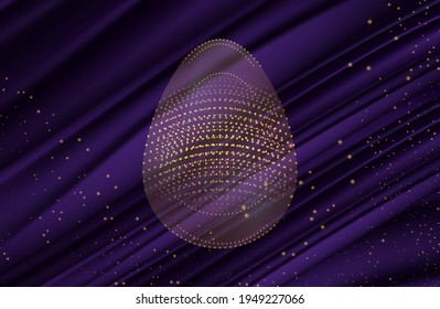 Happy Easter holiday banner for newsletter header. easter eggs on blue canvas. vector illustration. Dark blue silk fabric curtain background and sparkle
