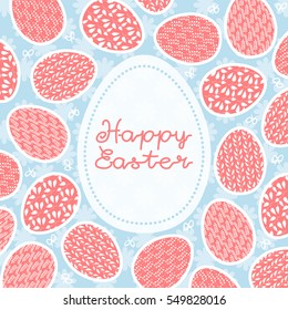 Happy easter. Holiday card with Easter eggs.