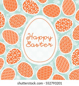 Happy easter. Holiday card with Easter eggs.