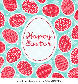 Happy easter. Holiday card with Easter eggs.