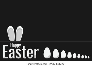 Happy Easter holiday card with easter rabbit and eggs