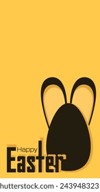 Happy Easter holiday card with easter rabbit and eggs