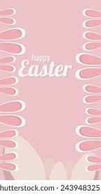Happy Easter holiday card with easter rabbit and eggs