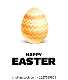 Happy Easter holiday card. Realistic colored Easter egg isolated. Festive vector illustration.