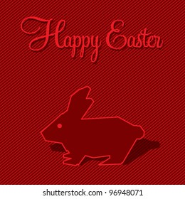 Happy Easter holiday card template with rabbit and its shadow, vector illustration