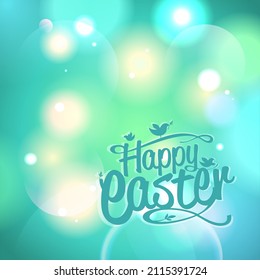 Happy Easter holiday card vector template with fresh green background