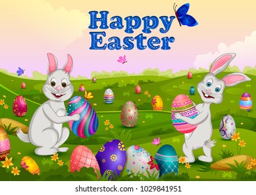 Happy Easter holiday celebration background in vector