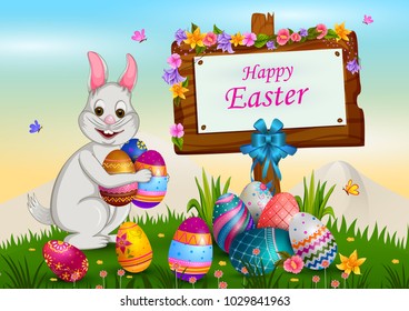 Happy Easter holiday celebration background in vector