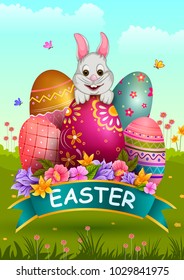 Happy Easter holiday celebration background in vector