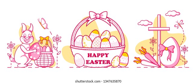 Happy Easter holiday celebration background in vector