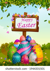 Happy Easter holiday celebration background in vector
