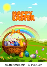 Happy Easter holiday celebration background in vector