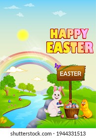 Happy Easter holiday celebration background in vector