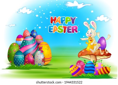 Happy Easter holiday celebration background in vector