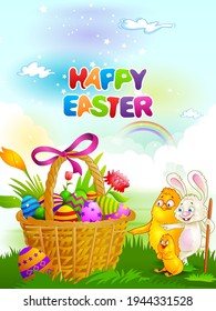 Happy Easter holiday celebration background in vector