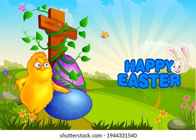 Happy Easter holiday celebration background in vector