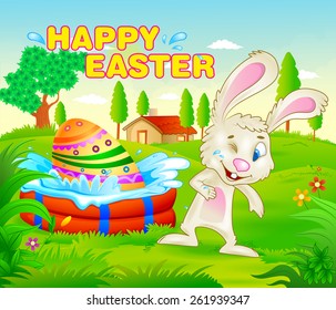 Happy Easter holiday celebration background in vector