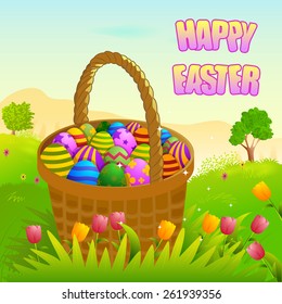 Happy Easter holiday celebration background in vector