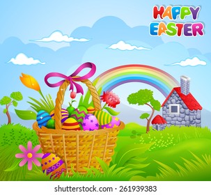 Happy Easter holiday celebration background in vector