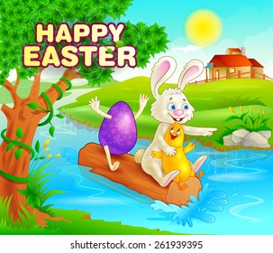 Happy Easter holiday celebration background in vector