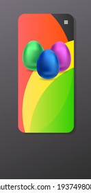 happy easter holiday celebration banner flyer or greeting card with decorative eggs vertical