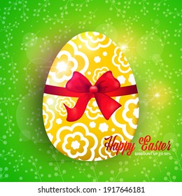 happy easter holiday celebration sale banner flyer or greeting card with decorative egg vector illustration