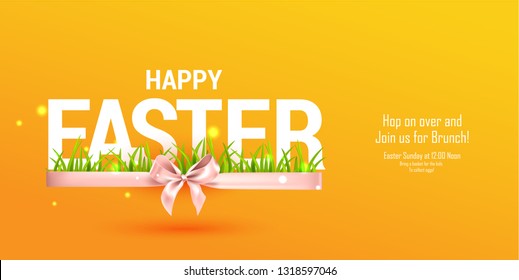 Happy Easter holiday concept. Beautiful background realistic Easter vector banner.