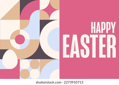 Happy Easter. Holiday concept. Template for background, banner, card, poster with text inscription. Vector EPS10 illustration