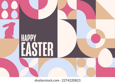 Happy Easter. Holiday concept. Template for background, banner, card, poster with text inscription. Vector EPS10 illustration