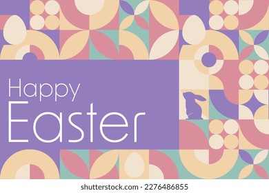 Feliz Pascua. Concepto de vacaciones. Plantilla para fondo, banner, tarjeta, afiche con inscripción de texto. Ilustración del vector EPS10