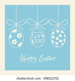 Happy Easter Holiday, Easter eggs, Easter Celebration. Greeting card background. Vector Illustration, vintage style. For Art, Print, Fashion, Web design