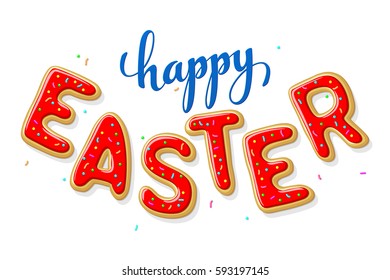 Happy Easter holiday gingerbread lettering