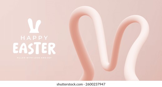 Happy Easter holiday greeting background with colorful ribbon as rabbits ears.