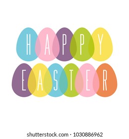 Happy Easter holiday greeting card colorful inscription. Vector illustration
