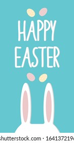 Happy Easter. Holiday greeting postcard with rabbit ears. Vector stock illustration.