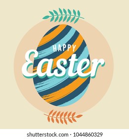 Happy Easter Holiday with Painted Egg Illustration