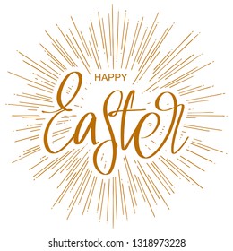 Happy Easter holiday religious calligraphic text symbol of Christianity hand drawn vector illustration sketch