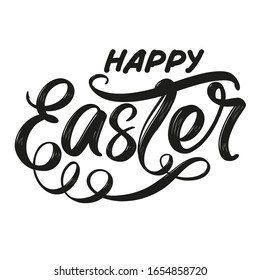 Happy Easter holiday religious calligraphic text symbol of Christianity hand drawn vector illustration sketch