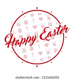 Frohe Ostern - Urlaubsiegeldesign für handgemachte Geschenke. Vektorgrafik auf weißem Hintergrund