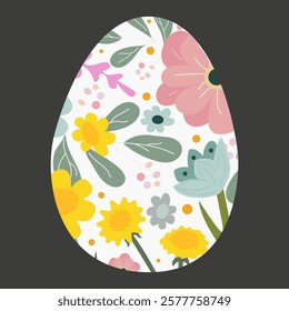 Happy Easter holiday. Set of Easter eggs with abstract flowers. Spring holiday. Design element for stickers, greeting cards, print