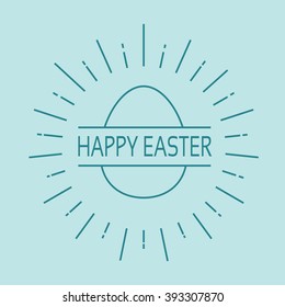 Happy Easter Holiday Sketch Egg Banner Icon Vector Illustration