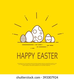 Happy Easter Holiday Sketch Egg Banner Icon Copy Space Vector Illustration