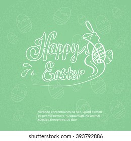Happy Easter Holiday Sketch Egg Banner Vector Illustration